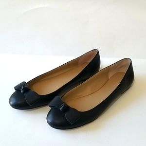 Ann Taylor Black Leather Ballet Flats Size 8.5